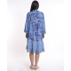 Çiçekli Dantel Detaylı Elbise - Mavi