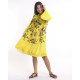 Çiçekli Dantel Detaylı Elbise - Sarı